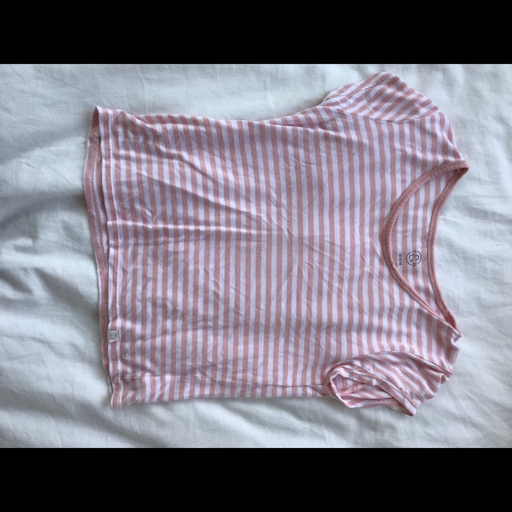 Pink and white striped t-shirt